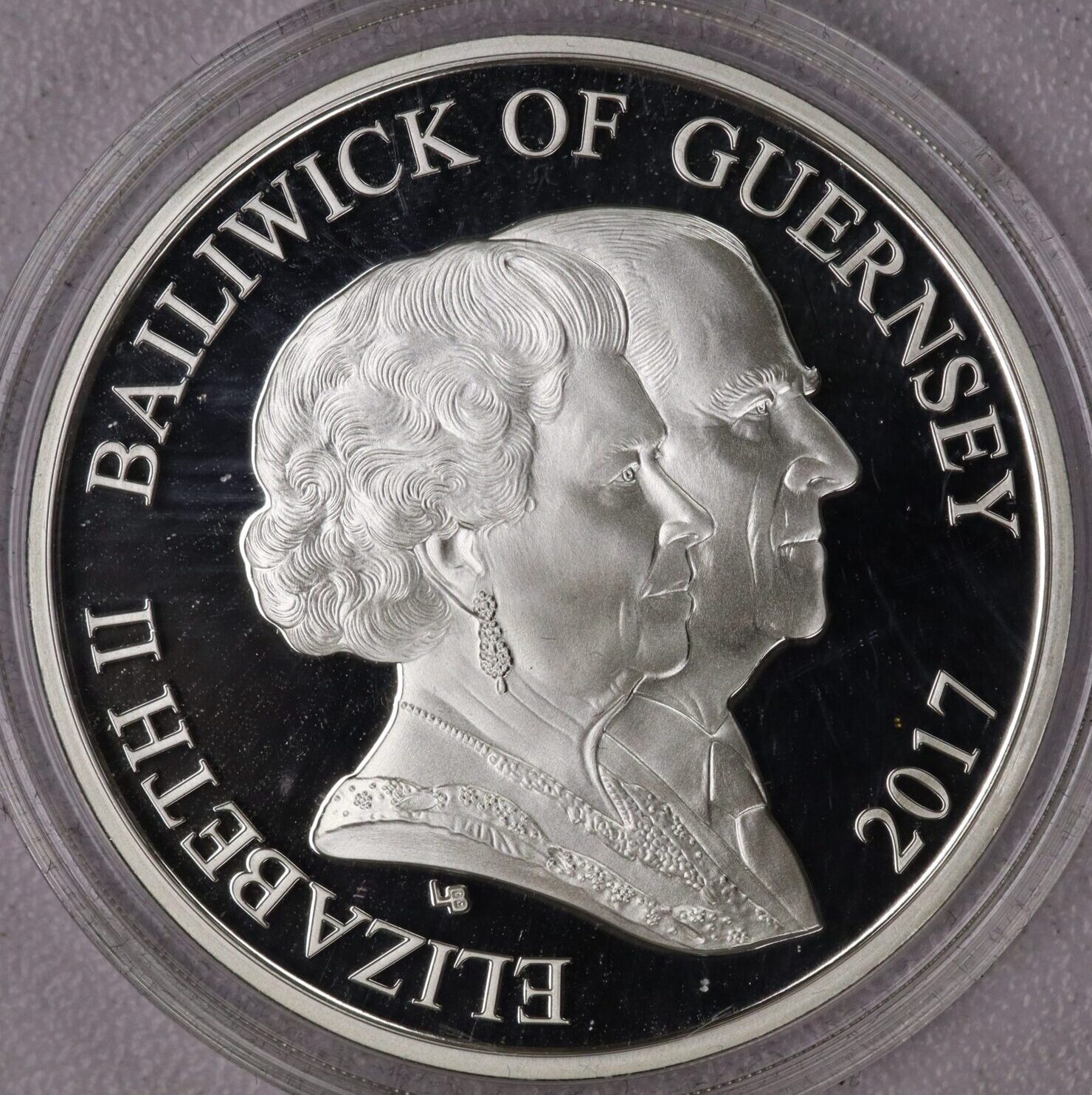 2017 Guernsey 5 Pounds Platinum Wedding Anniversary Silver Proof