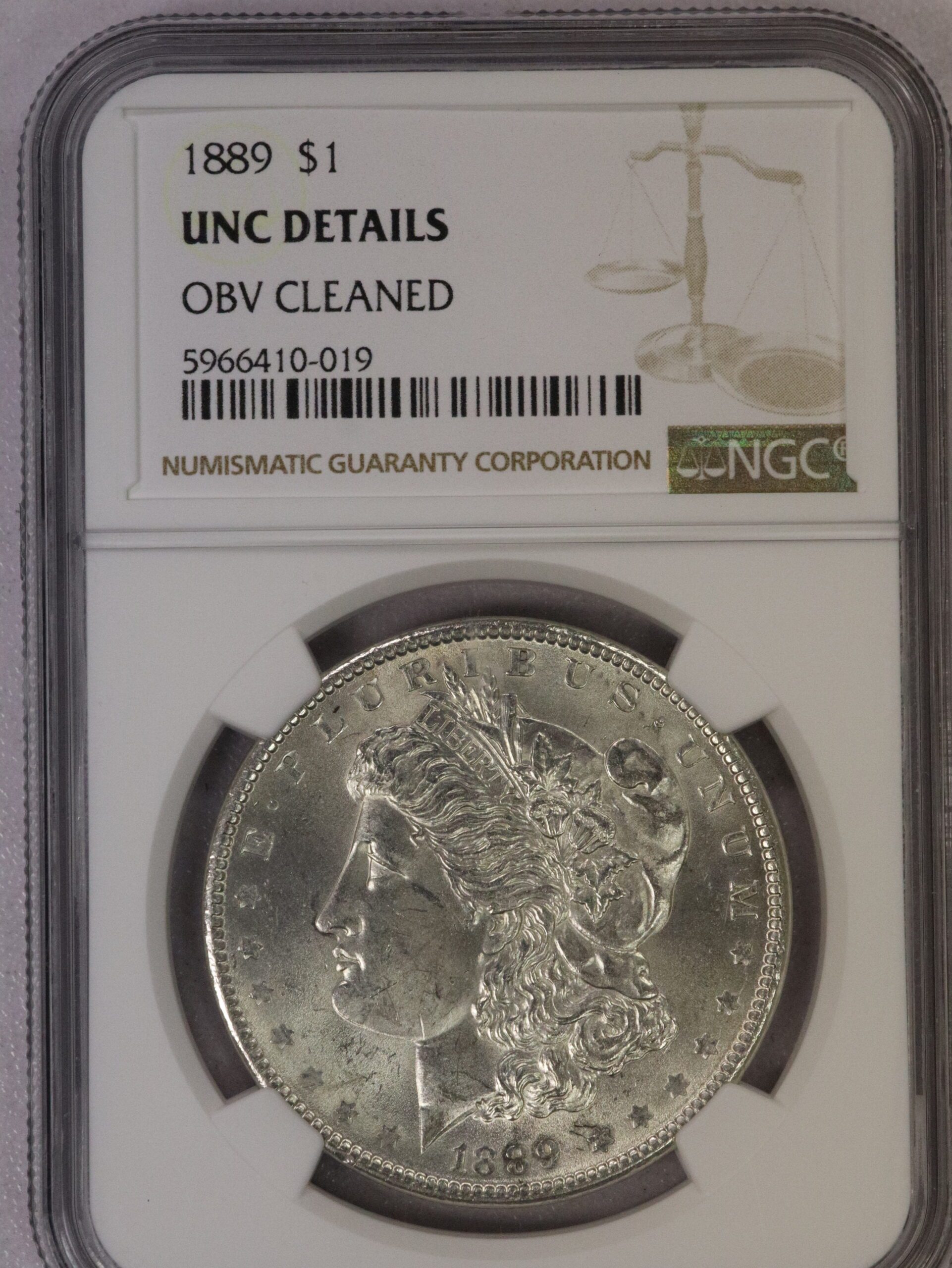 AUCTION- 1889 Morgan Dollar NGC Unc Details