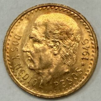 1945 Mexico 2.5 Pesos Gold Coin 2.0833 grams AGW 0.0603