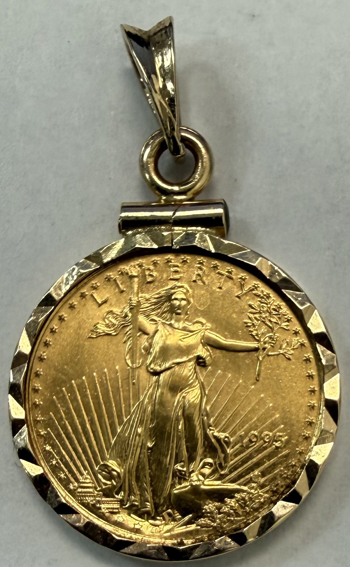 1995 Gold Eagle 1/10th oz $5 In Gold Plated Bezel
