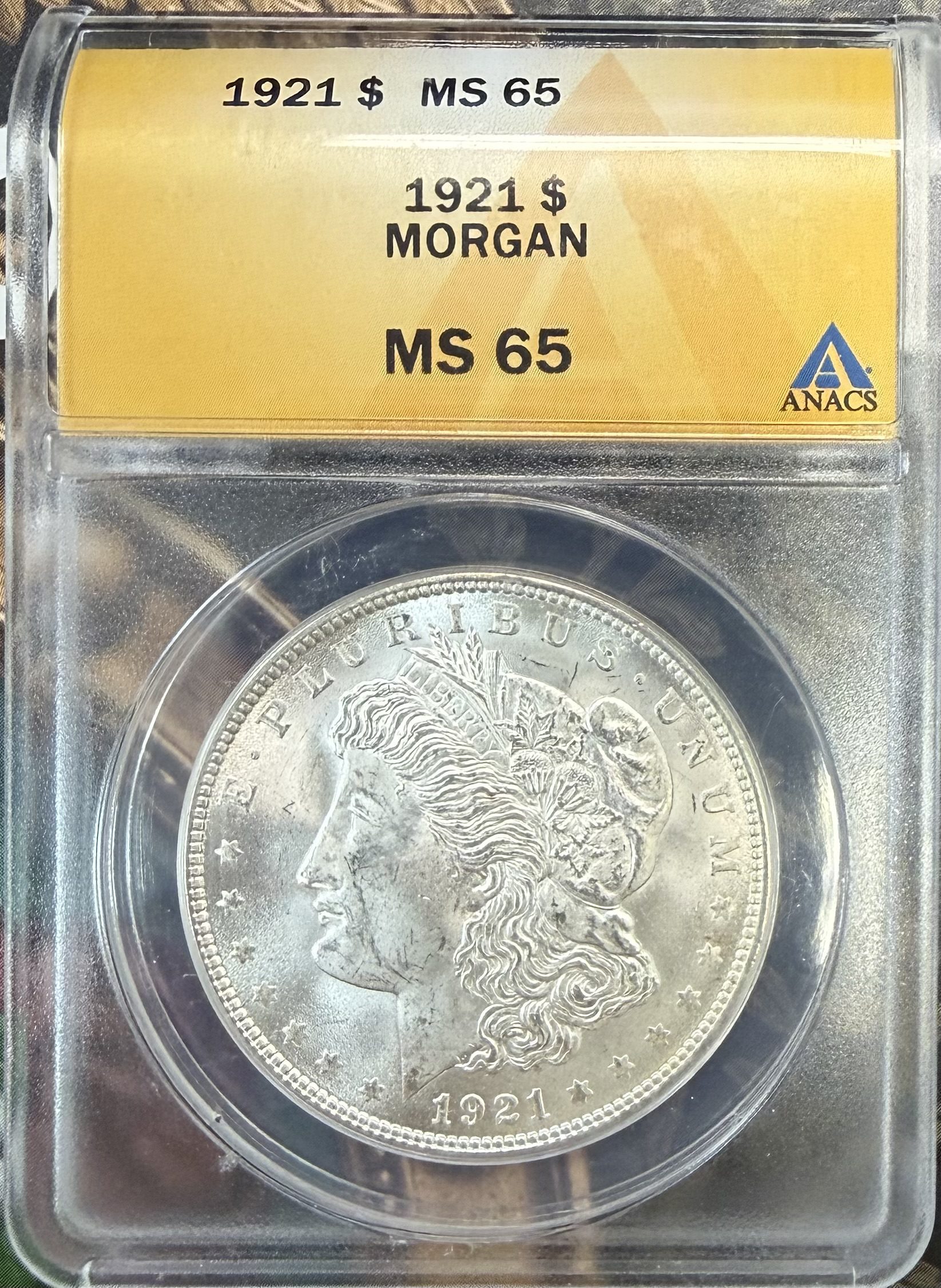 1921 Morgan Dollar MS65 ANACS Choice Luster