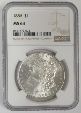 1886 Morgan Silver Dollar NGC MS63