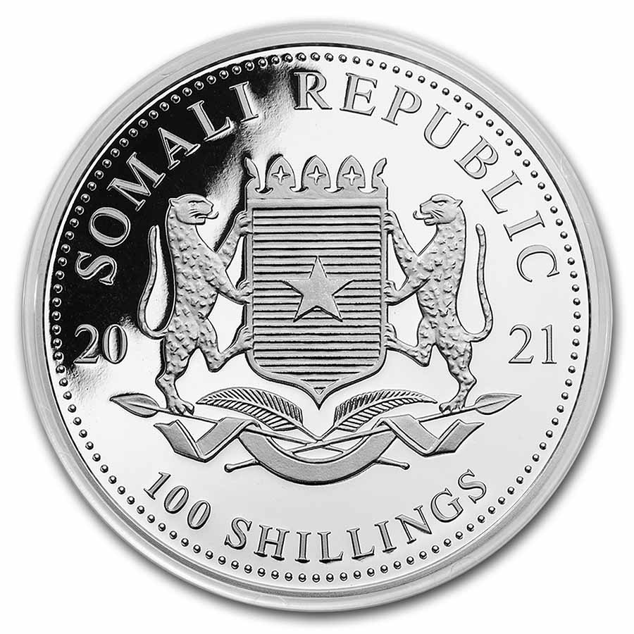 2021 Somalia 1 oz Silver African Wildlife Leopard BU - Image 2