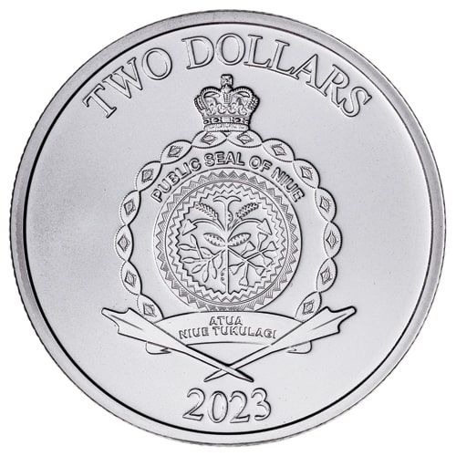 2023 Niue 1 oz Ram of Calvary Silver Round (Milk Spots) - Image 2