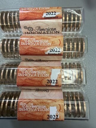 Auction- 2022 Innovation Dollars 5 Each P/D TN, KY, VT, RI:  40 Unc Coins
