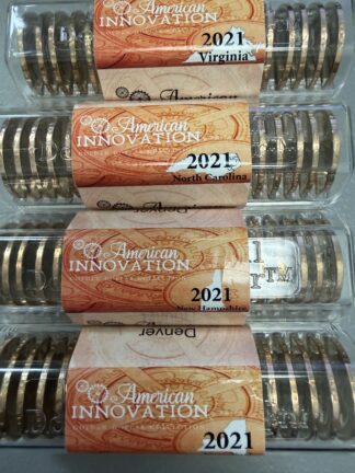 Auction- 2021 Innovation Dollars 5 Each P/D NY, NH, NC, VA; 40 Unc Coins