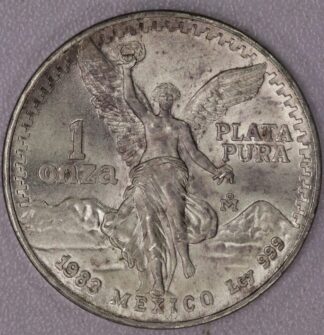 AUCTION-   1983 Mexico Onza One Troy Ounce .999 Silver