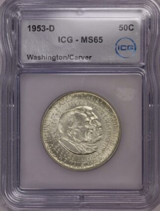 AUCTION- 1953-D Washington Carver Commemorative Half Dollar ICG MS65