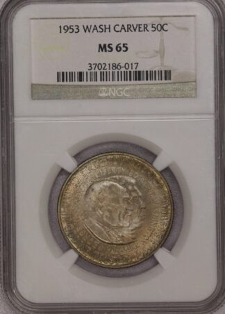 AUCTION- 1953 Washington Carver Commemorative Half Dollar NGC MS65