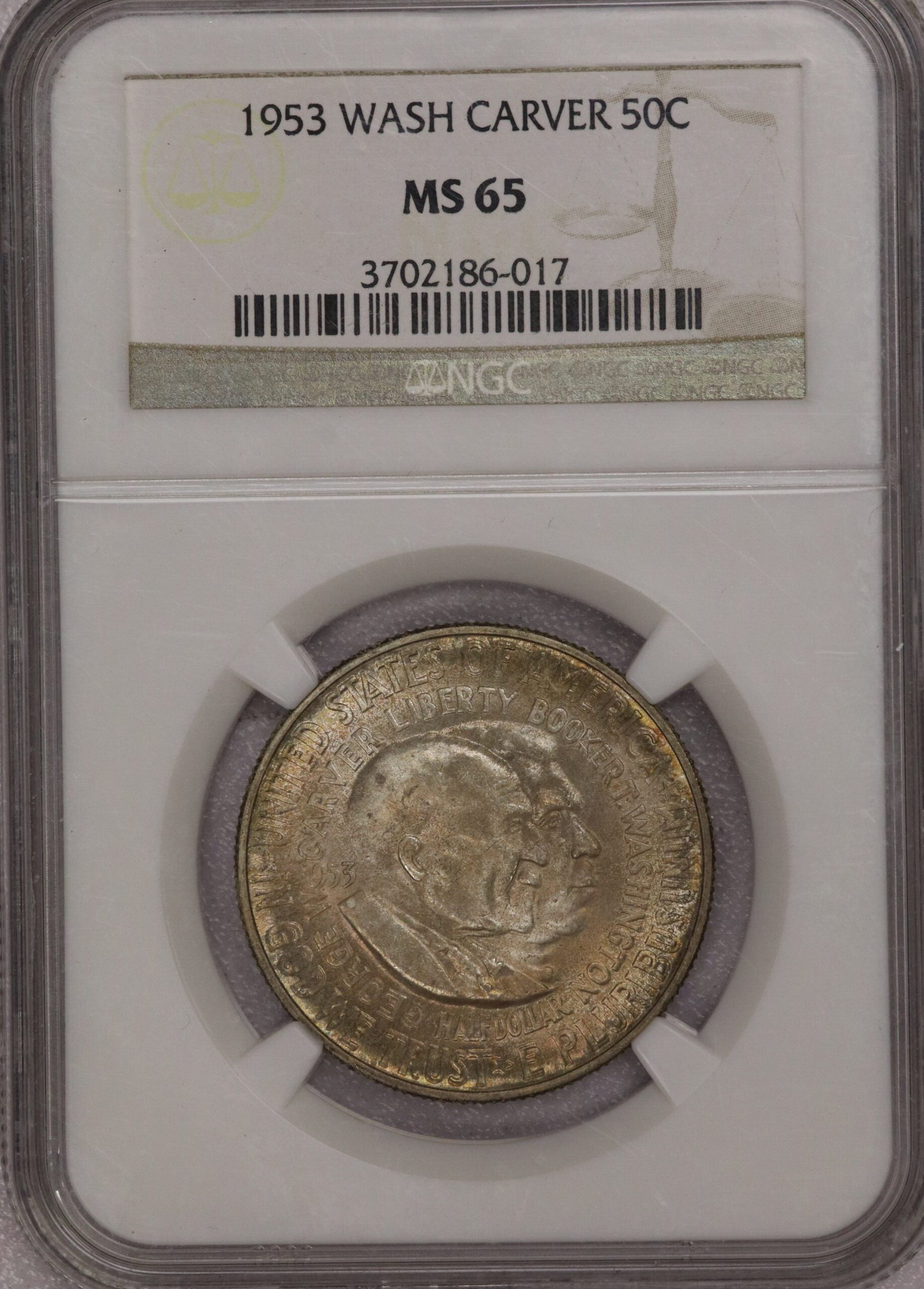 AUCTION- 1953 Washington Carver Commemorative Half Dollar NGC MS65