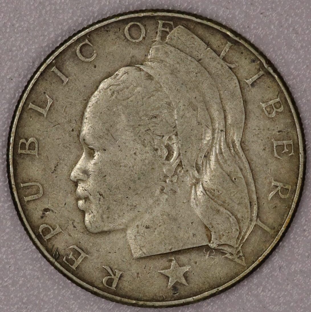 AUCTION- 1962 Liberia One Dollar 90% Silver Coin
