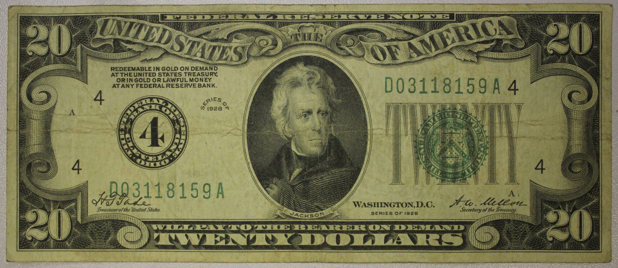 AUCTION- 1928 Twenty Dollar Federal Reserve Note Cleveland District Circulated