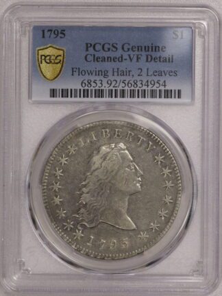 1795 Flowing Hair Dollar PCGS Cleaned VF Detail 2 Leaves