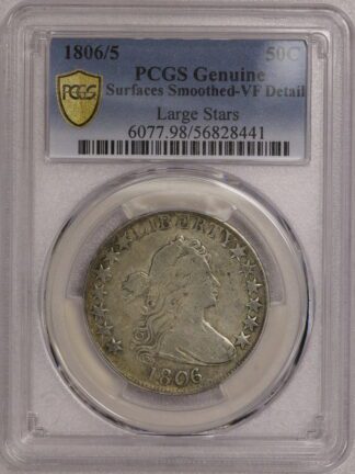 1806/5 Draped Bust Half Dollar PCGS VF Detail Large Stars