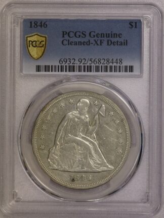 1846 Seated Liberty Dollar PCGS Cleaned XF Detail