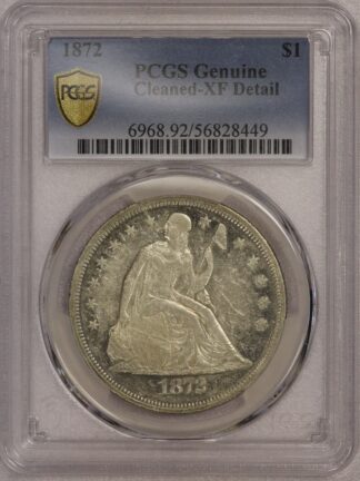 1872 Seated Liberty Dollar PCGS Cleaned XF Detail