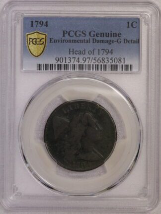 1794 Flowing Hair Large Cent PCGS Environmental Damage G Detail Head of 1794