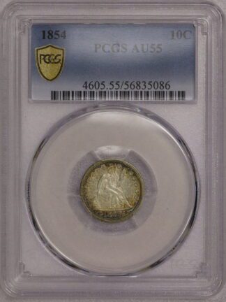 1854 Seated Liberty Dime With Arrows PCGS AU55