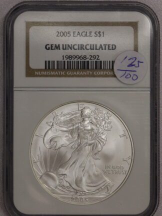 2005 American Silver Eagle NGC Gem Uncirculated