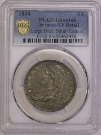 1834 Capped Bust Half Large Date, Small Letters PCGS Scratch XF Detail