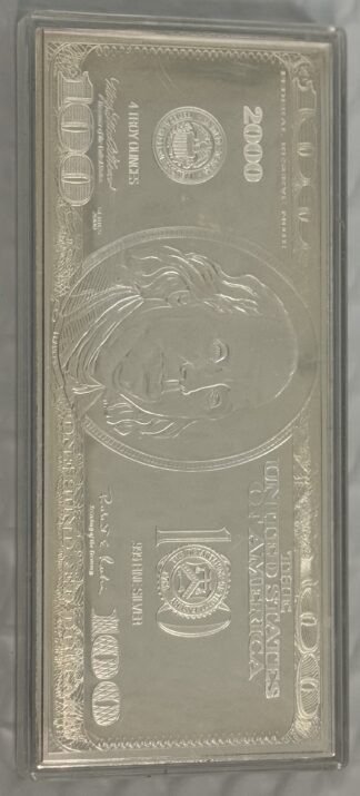 2000 USD BANK NOTE $100 DOLLAR FEDERAL RESERVE NOTE 4 TROY OZ .999 FINE SILVER
