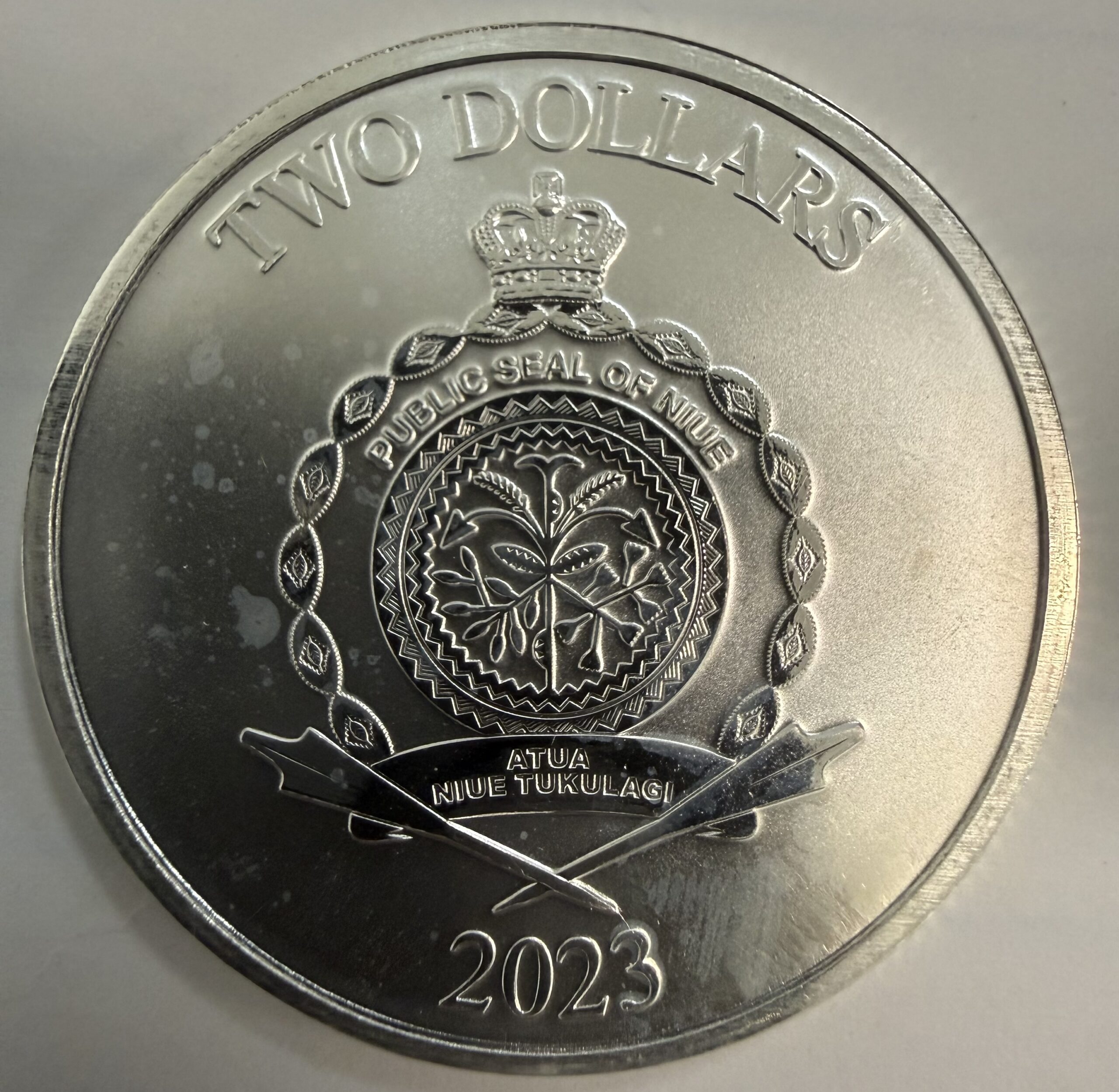 2023 Niue 1 oz Ram of Calvary Silver Round (Milk Spots) - Image 4