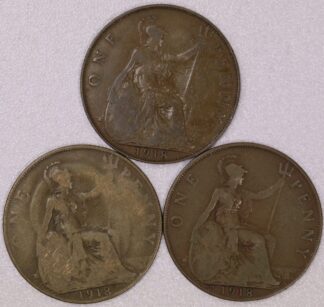 1918, 1918-H & 1918-KN Great Britain Large Penny Circulated