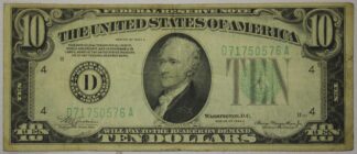 1934 Ten Dollar Federal Reserve Note Cleveland District Circulated