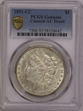 1891 CC Morgan Dollar PCGS AU Cleaned