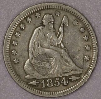 AUCTION-   1854 With Arrows Seated Liberty Quarter Circulated