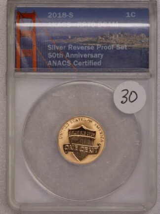 2018-S Shield One Cent Reverse Proof ANACS RP70 DCAM