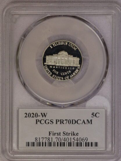 2020-W Proof Jefferson Nickel PCGS PR70 DCAM First Strike Len
