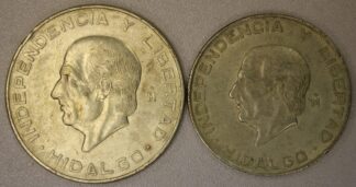 1956 Mexico Independence Five & Ten Pesos Silver Coins