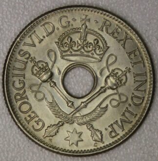 1938 Territory of New Guinea One Shilling Uncirculated .925 Silver