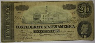 1864 Richmond Virginia $20 Confederate Note Circulated