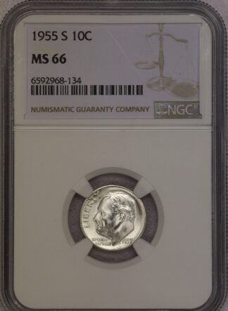 1955-S Roosevelt Dime NGC MS66