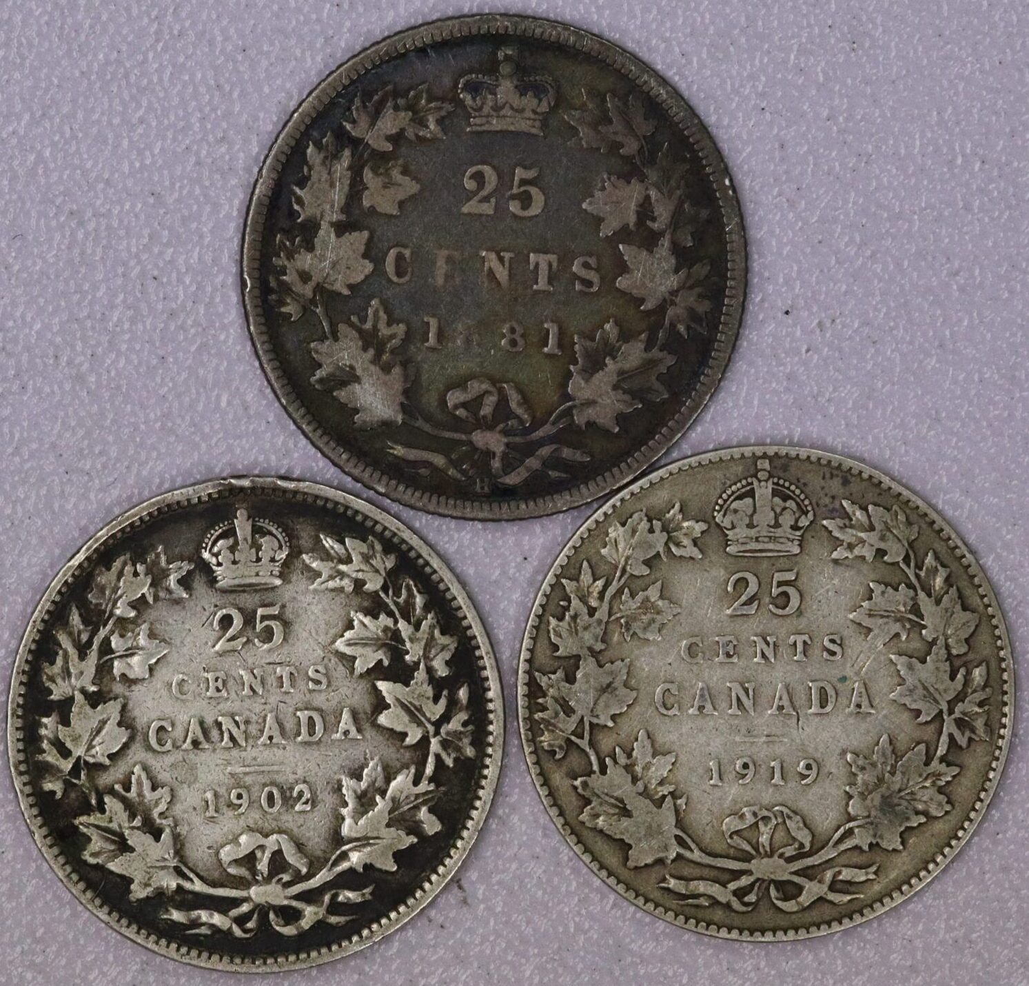 AUCTION- 1881-H, 1902 & 1919 Canadian Quarters All Different Types & All .925 Silver - Image 2