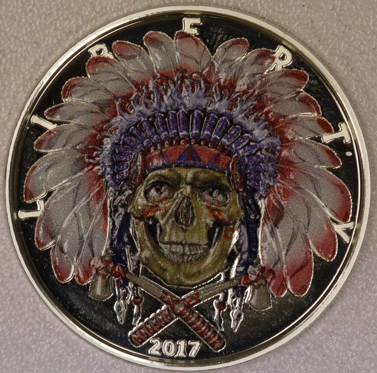 AUCTION- 2017 Indian Chief American Western Skulls One Troy Ounce .999 Silver