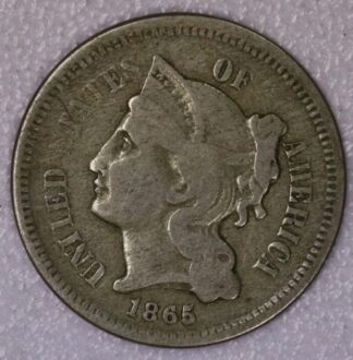 AUCTION-   1865 Three Cent Nickel Circulated