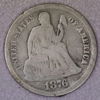 AUCTION-   1876-CC Seated Liberty Dime Circulated
