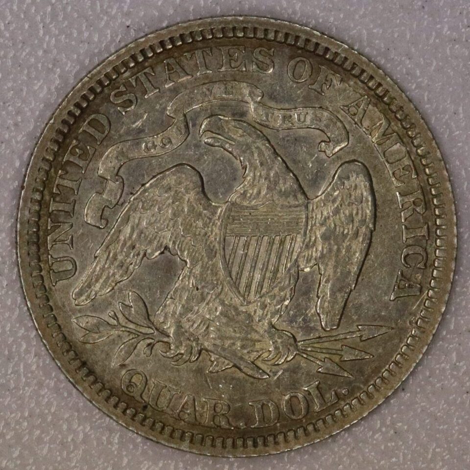 1876 Seated Liberty Quarter VF Details (Lots of Contact Marks