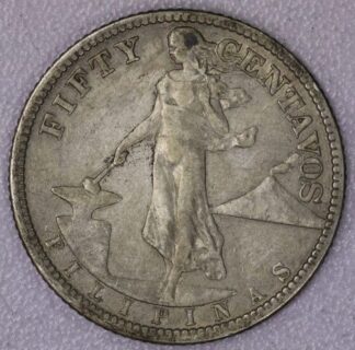 1918-S Philippines 50 Centavos Nice Original Coin VF-XF