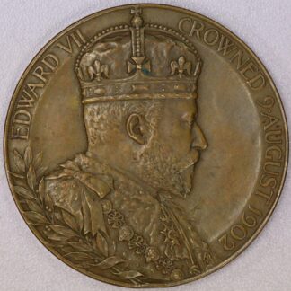 1902 British Coronation Bronze Medal for King Edward VII 2 3/8th Inches in Diameter