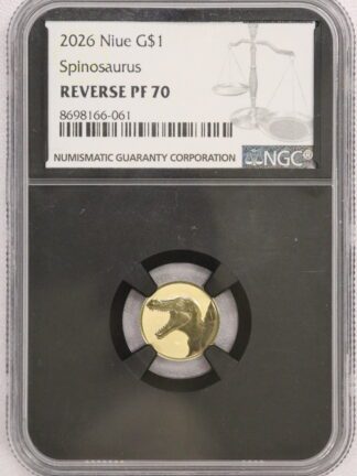 2026 Niue Gold One Dollar Spinosaurus NGC Reverse PF70