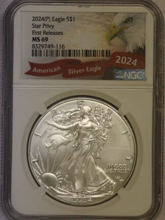 2024-P American Silver Eagle Star Privy NGC MS69 First Releases