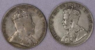 1904 & 1919 Newfoundland Canada Fifty Cents Both .925 Silver