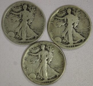 1918, 1918-D & 1918-S Walking Liberty Half Dollars Circulated