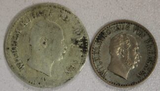 1862 1/6th Taler & 1870-A One Groschen German State Prussia Silver Coins