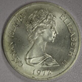 1972 Cayman Islands 25 Dollars Silver Crown Queens 25th Wedding Anniversary .925 Silver 1.5271 Ounces ASW
