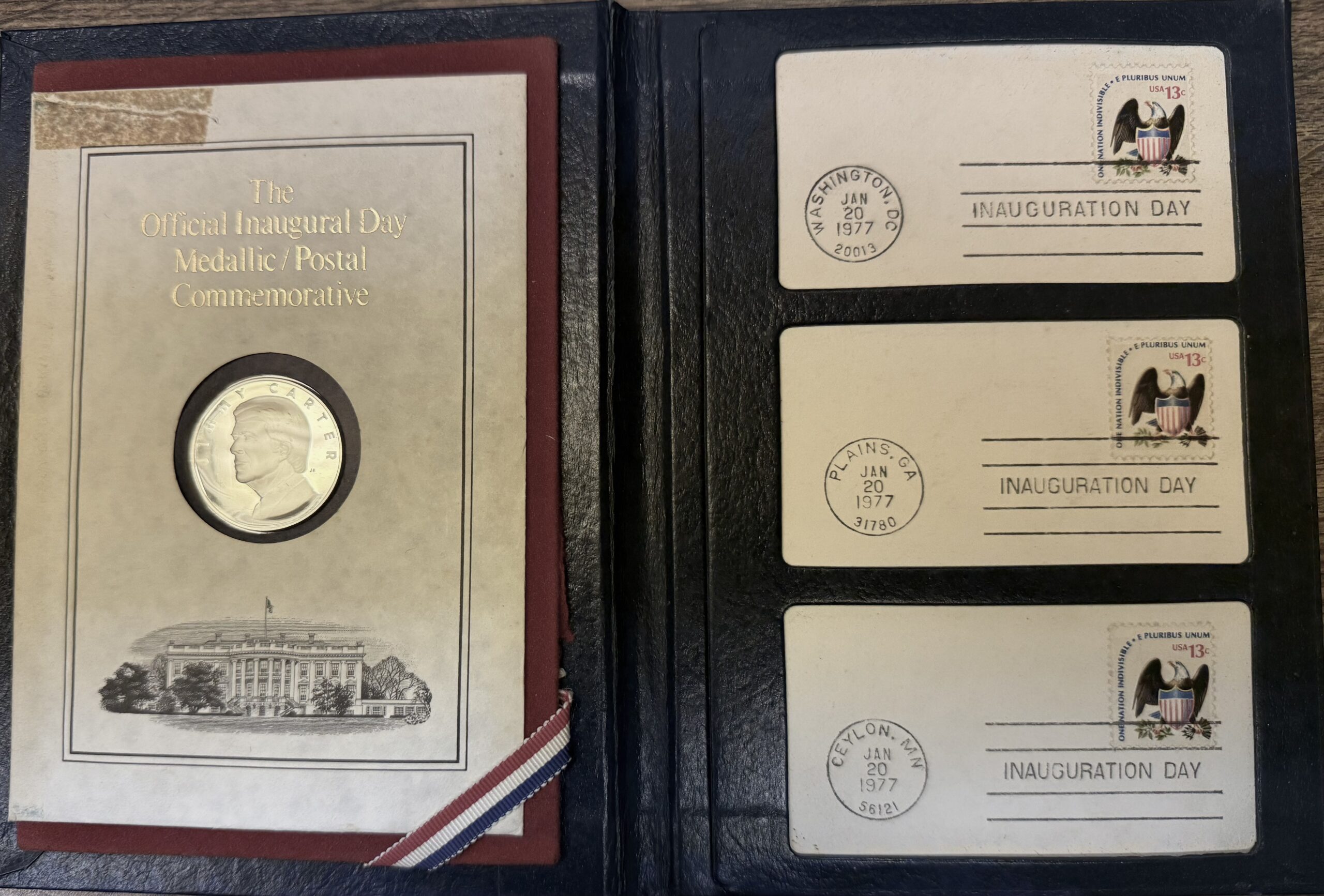 Auction - 1977 Jimmy Carter Inaugural Day Medallic / Postal Commemorative .999 Silver